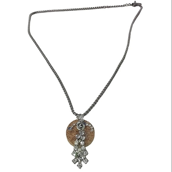 Handcrafted Jewelry - Clear Crystal Cork Rose Necklace Handmade